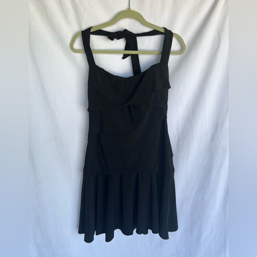White House black market Black halter evening dress Ruffle dress size 12